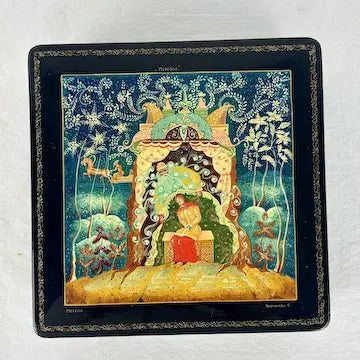 vintage Russian Fairy Tale Paper Mache Lacquer Box