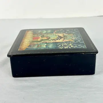 vintage Russian Fairy Tale Paper Mache Lacquer Box