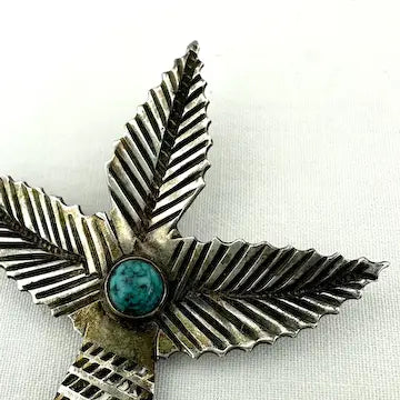 Vintage Native American Silver Palm Brooch Signed