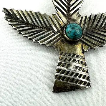 Vintage Native American Silver Palm Brooch Signed