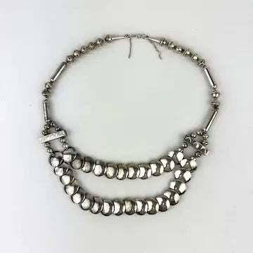 Vintage Navajo Sterling Silver Puffy Pillow Bead Necklace