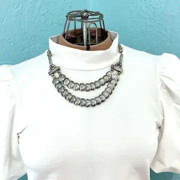 Vintage Navajo Sterling Silver Puffy Pillow Bead Necklace