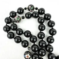 Vintage Onyx and Cloisonné Beaded Necklace