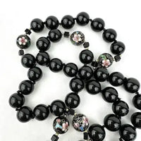 Vintage Onyx and Cloisonné Beaded Necklace