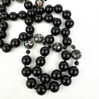 Vintage Onyx and Cloisonné Beaded Necklace