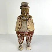 Vintage Peruvian Terra Cotta Folk Art Musician Pitcher