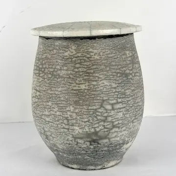 Vintage Raku White Crackle Glaze Studio Pottery Vase