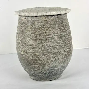 Vintage Raku White Crackle Glaze Studio Pottery Vase