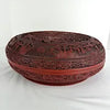 Vintage Round Lidded Red and Black Lacquer Chinese Box