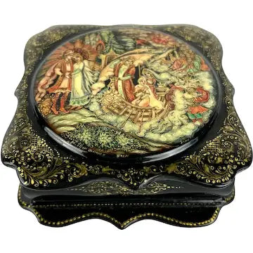 Vintage Signed Russian Tianex Palekh Lacquer Box