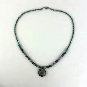 Vintage Silver Amethyst & Turquoise Necklace