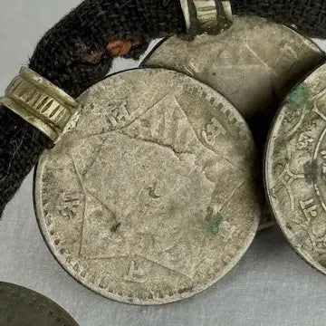 Vintage Sixteen Rupee Coin Tharu Necklace from Nepal