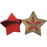 Vintage Star Shaped Christmas Boxes - Foil Wrapped and Hand Painted