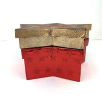 Vintage Star Shaped Christmas Boxes - Foil Wrapped and Hand Painted