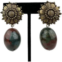 Vintage Stephen Dweck Bronzed Sterling and Jasper Drop Earrings