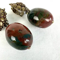 Vintage Stephen Dweck Bronzed Sterling and Jasper Drop Earrings