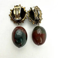 Vintage Stephen Dweck Bronzed Sterling and Jasper Drop Earrings