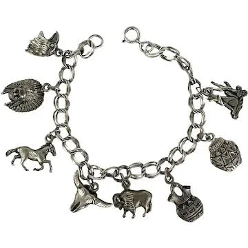 Vintage Sterling Charm Bracelet with Native American Charms