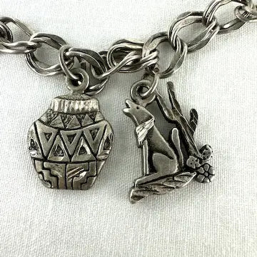 Vintage Sterling Charm Bracelet with Native American Charms