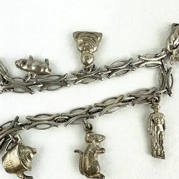 Vintage Sterling Charm Bracelet with Unique Links