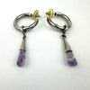 Vintage Sterling Silver Amethyst Briolette Hoop Earrings