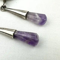 Vintage Sterling Silver Amethyst Briolette Hoop Earrings