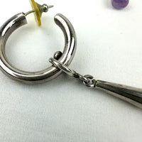 Vintage Sterling Silver Amethyst Briolette Hoop Earrings