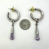 Vintage Sterling Silver Amethyst Briolette Hoop Earrings