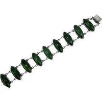 Vintage Sterling Silver Jasper Link Bracelet