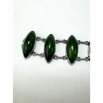 Vintage Sterling Silver Jasper Link Bracelet