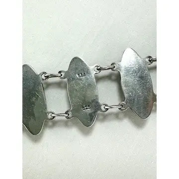 Vintage Sterling Silver Jasper Link Bracelet