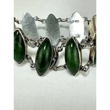 Vintage Sterling Silver Jasper Link Bracelet