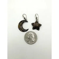 Vintage Sterling Silver Star and Moon Earrings