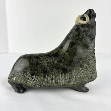 Vintage Stone Walrus Sculpture Signed L Kootoo