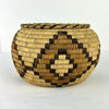 Vintage Tohono Oodham Hand Woven Lidded Basket with Geometric Design