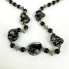 Vintage Venetian Glass Bead Necklace with Aventurine Twisted Flat Beads