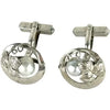 Vintage Japanese Sterling Silver Round Cufflinks with Pearls