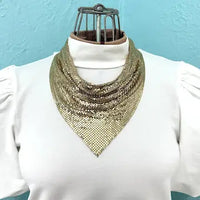 Whiting and Davis Gold Plated Mesh Bib Necklace