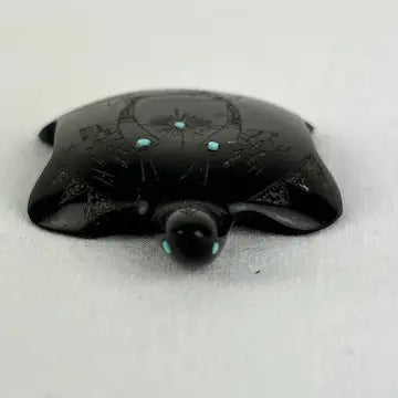 Zuni Turtle Fetish of Black Marble attributed to Roselle Shack