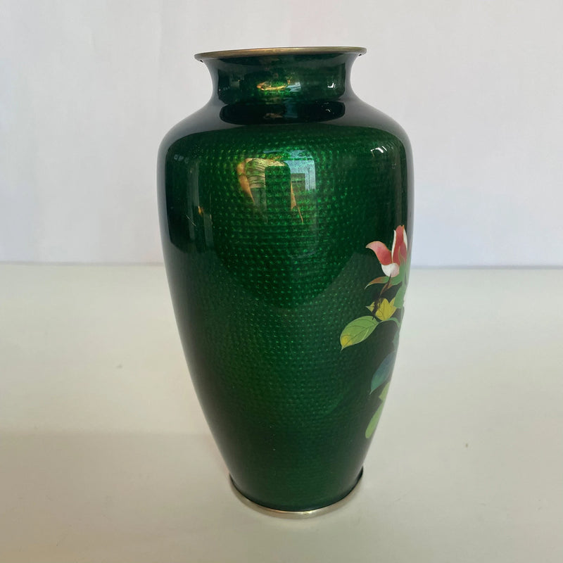 Japanese Vintage Cloisonne Vase With Peony Motif