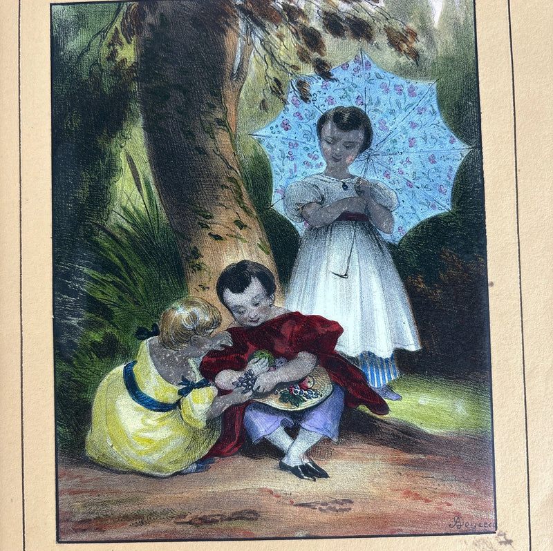 Early 1800s French Album of 50 Chromolithographs