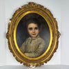 Folk Art Antique Oil Painting - Portrait of a Young Girl